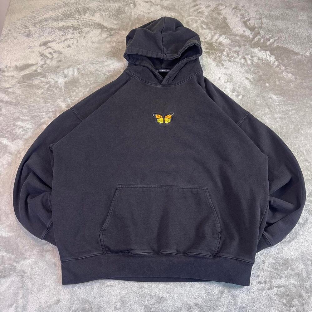 Brandy Melville Butterfly Hoodie Oversized Black Pullover Sweatshirt